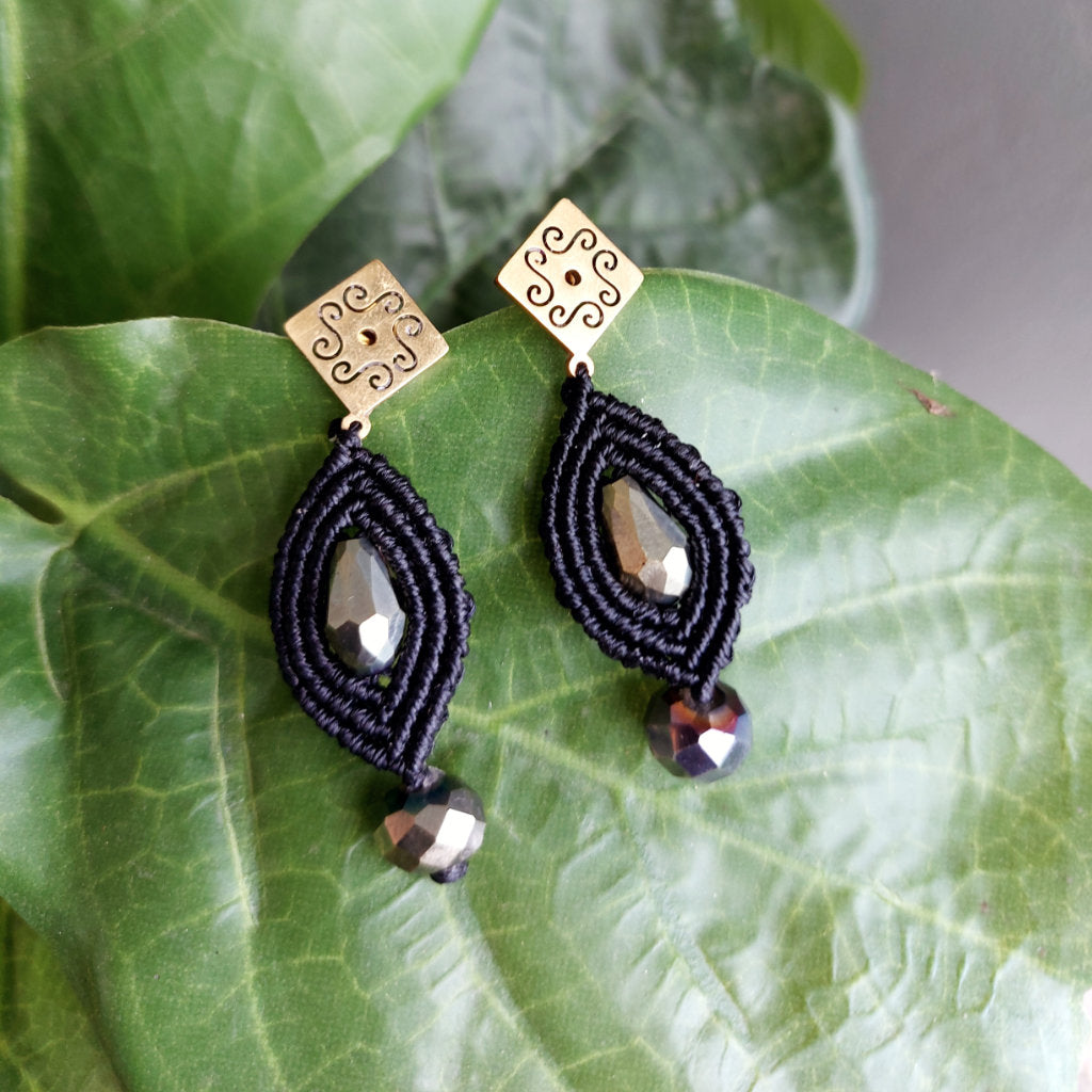 Pendientes de macramé colección Stone en acero inoxidable style 7