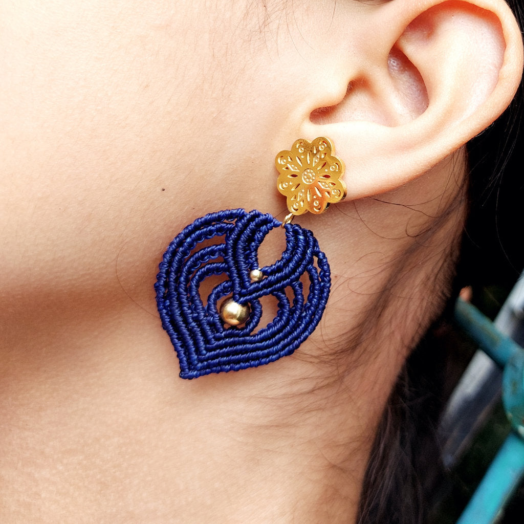 Pendientes de macramé colección Stone en acero inoxidable style 4