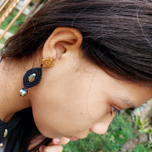 Pendientes de macramé colección Stone en acero inoxidable style 7