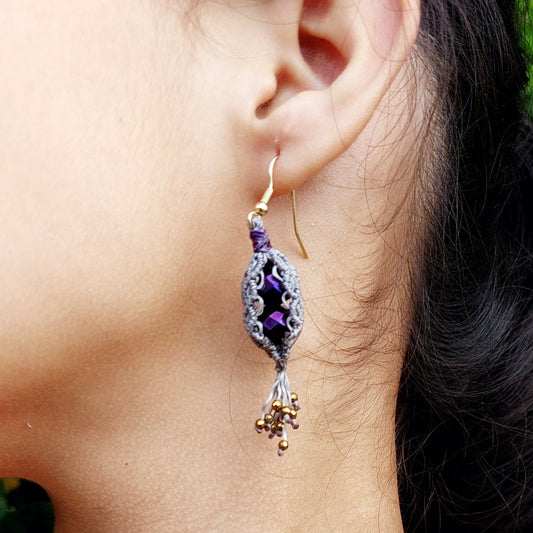 Pendientes de macramé colección Stone en acero inoxidable style 2