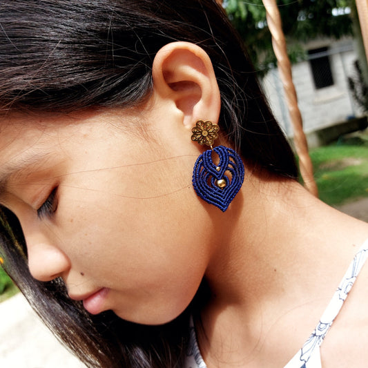 Pendientes de macramé colección Stone en acero inoxidable style 4